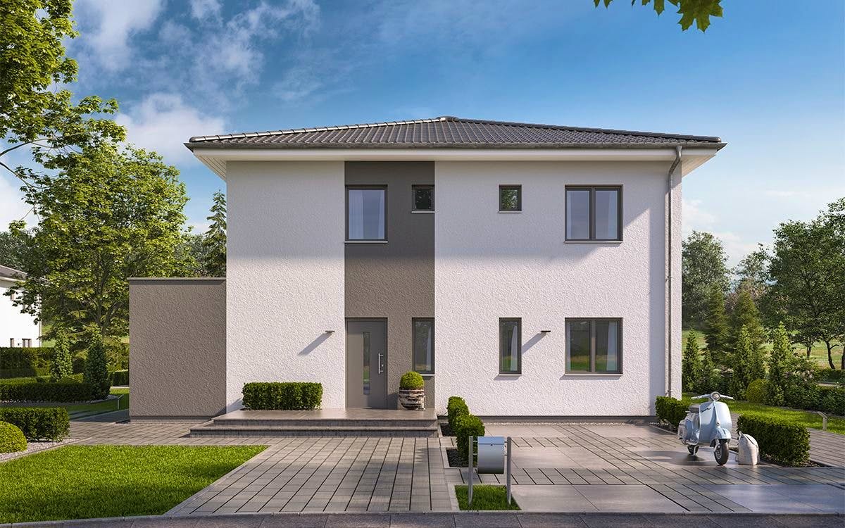 Fertighaus LifeStyle 20.02 W von massa haus Ausbauhaus ab 194999€, Stadtvilla Außenansicht 1