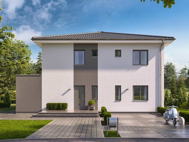 Fertighaus LifeStyle 20.02 W von massa haus Ausbauhaus ab 194999€, Stadtvilla Außenansicht 1