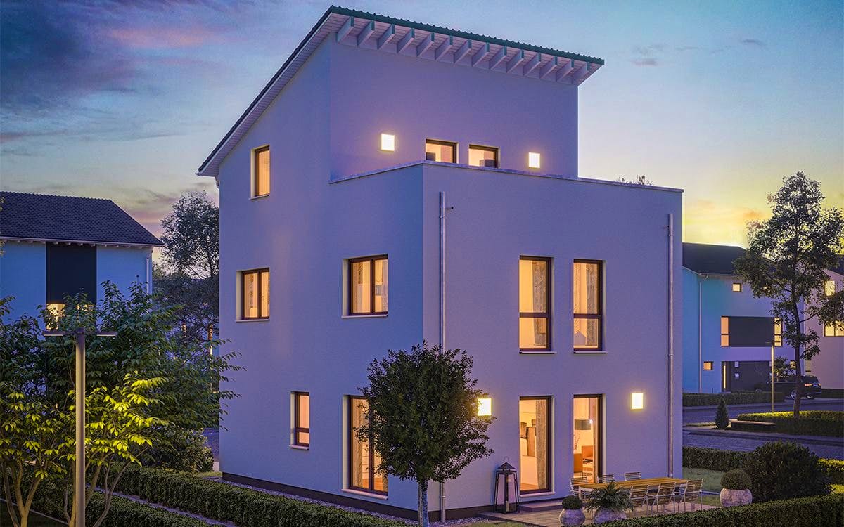 Fertighaus LifeStyle 20.04 P von massa haus Ausbauhaus ab 189999€, Pultdachhaus Innenansicht 1