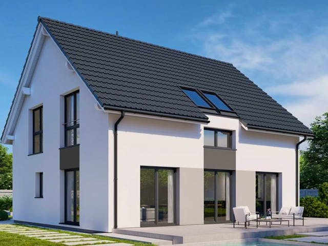 Fertighaus Point 153.1 von Danwood Schlüsselfertig ab 318600€, Satteldach-Klassiker Außenansicht 1