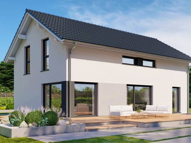 Fertighaus Point 162 von Danwood Schlüsselfertig ab 336900€, Satteldach-Klassiker Außenansicht 1