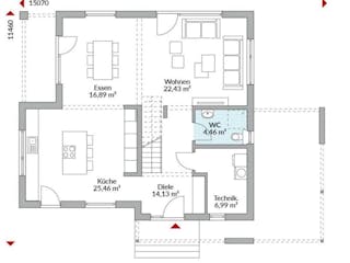 Fertighaus Point 169.1 von Danwood Schlüsselfertig ab 379100€, Pultdachhaus Innenansicht 5