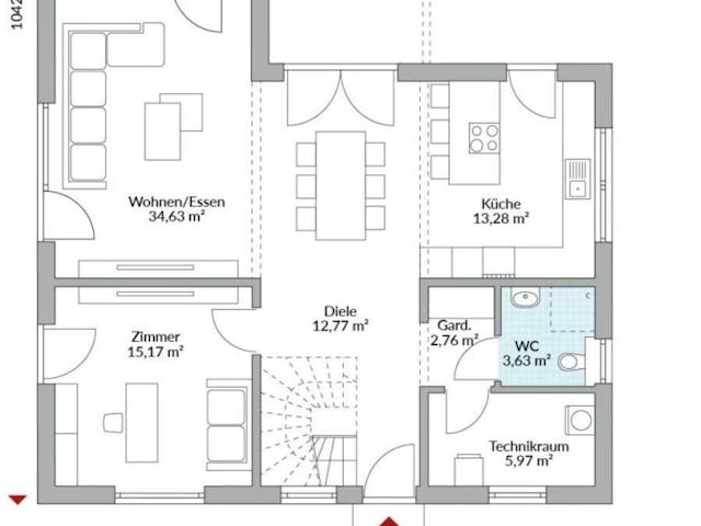 Fertighaus Point 177.1 von Danwood Schlüsselfertig ab 313300€, Satteldach-Klassiker Innenansicht 9