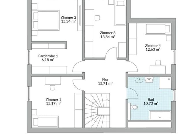 Fertighaus Point 177.1 von Danwood Schlüsselfertig ab 313300€, Satteldach-Klassiker Innenansicht 10