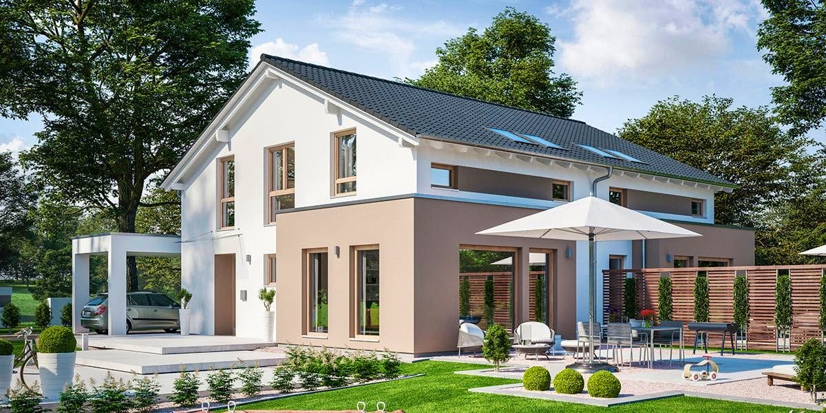 Fertighaus SOLUTION 242 V5 von Living Fertighaus Schlüsselfertig ab 563421€,  Außenansicht 1