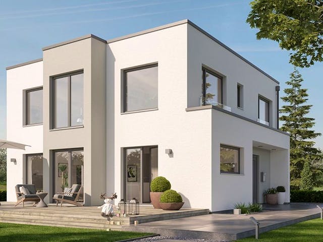 Fertighaus SUNSHINE 167 V7 von Living Fertighaus Schlüsselfertig ab 398244€, Cubushaus Außenansicht 1