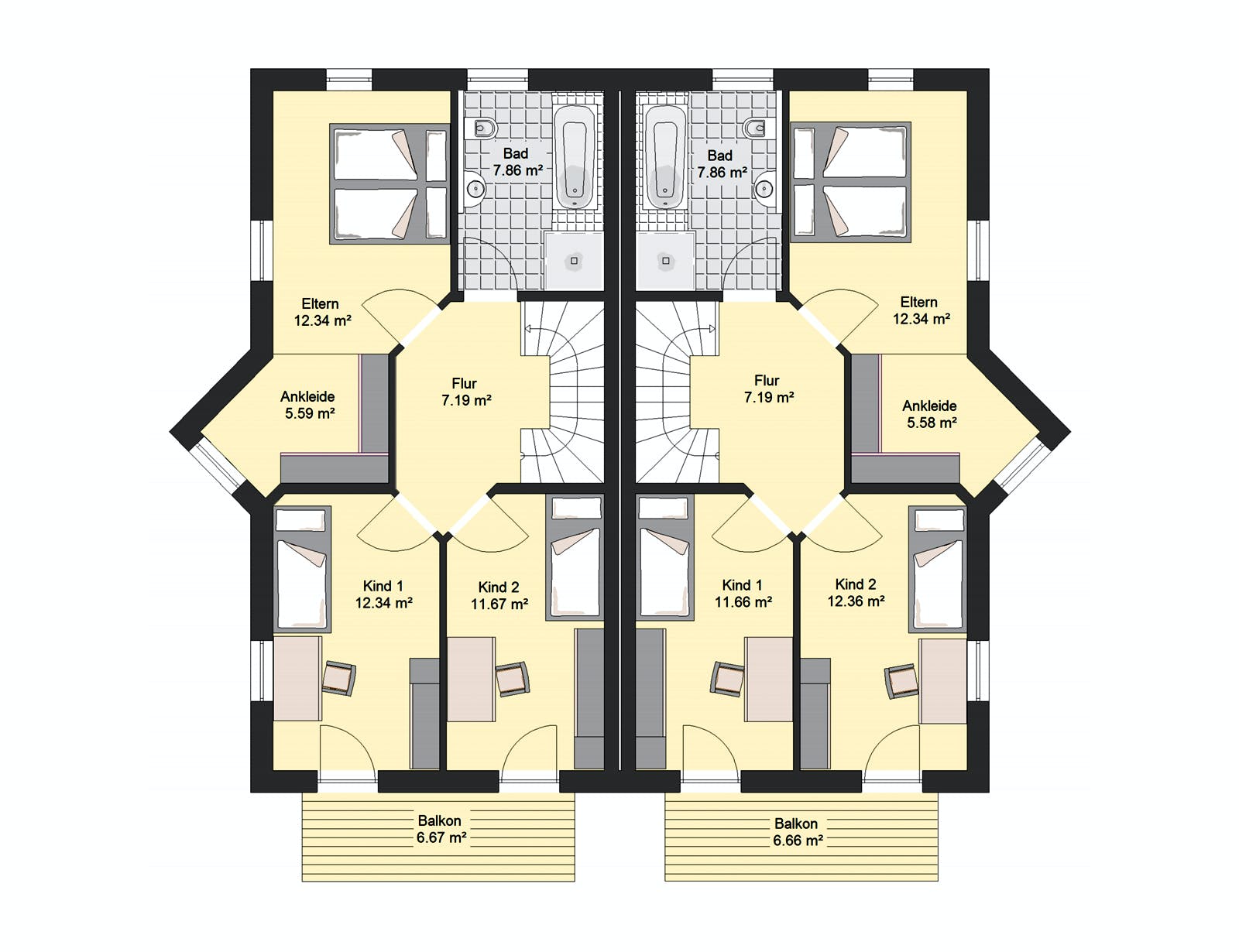 Massivhaus Klassik 72 von invivo haus Schlüsselfertig ab 401285€, Satteldach-Klassiker Grundriss 2