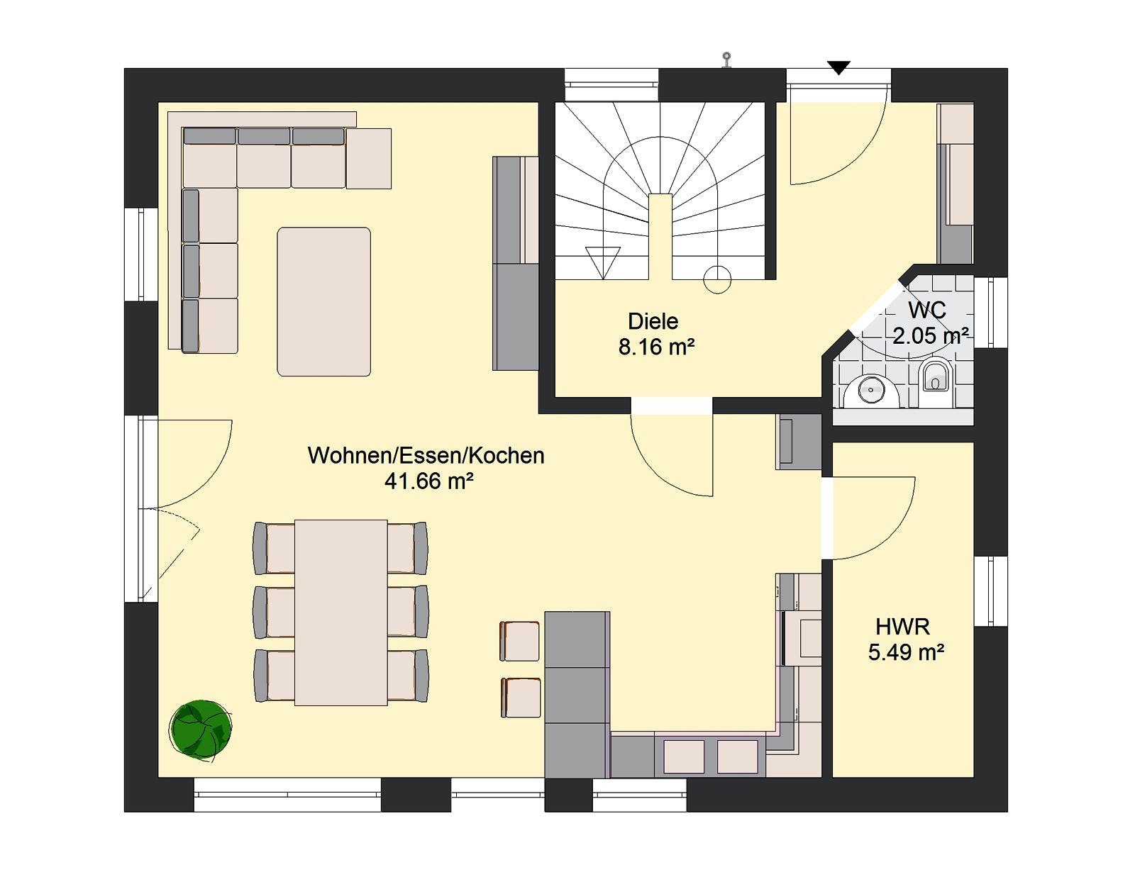 Massivhaus Villa 76 von invivo haus Schlüsselfertig ab 393773€, Stadtvilla Grundriss 1