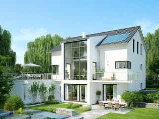 Massivhaus Avantgarde 162 von invivo haus Schlüsselfertig ab 885300€, Satteldach-Klassiker Außenansicht 1