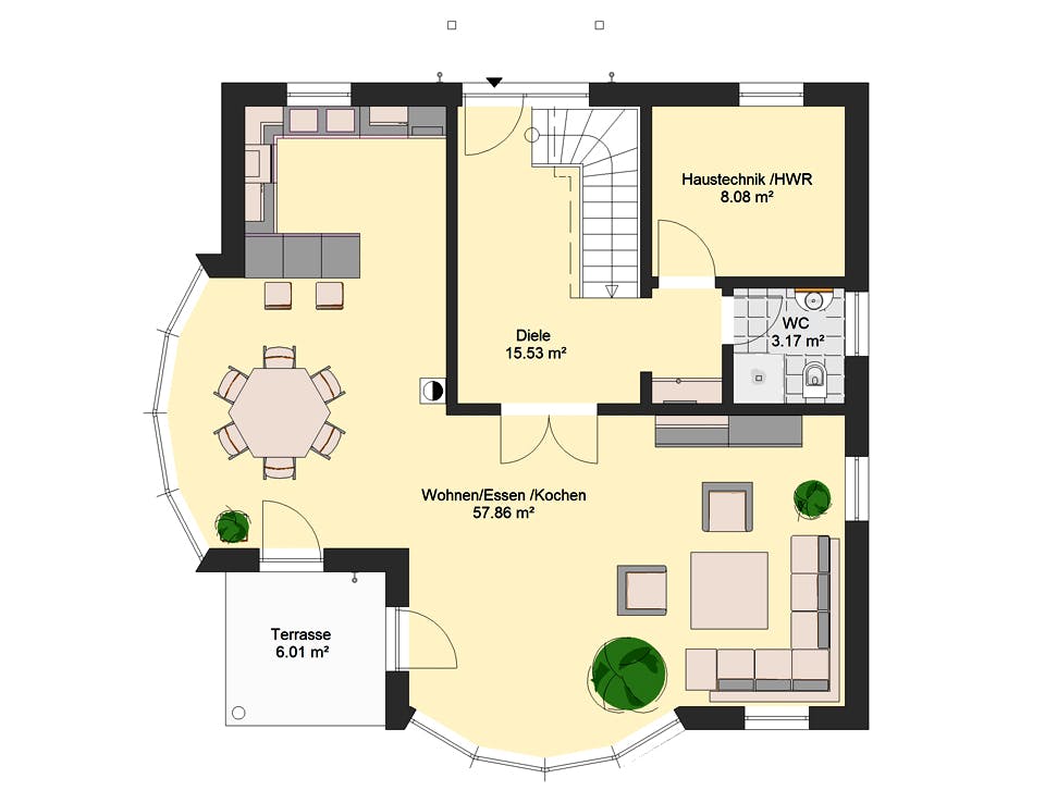 Massivhaus Klassik 101 von invivo haus Schlüsselfertig ab 504995€, Satteldach-Klassiker Grundriss 1