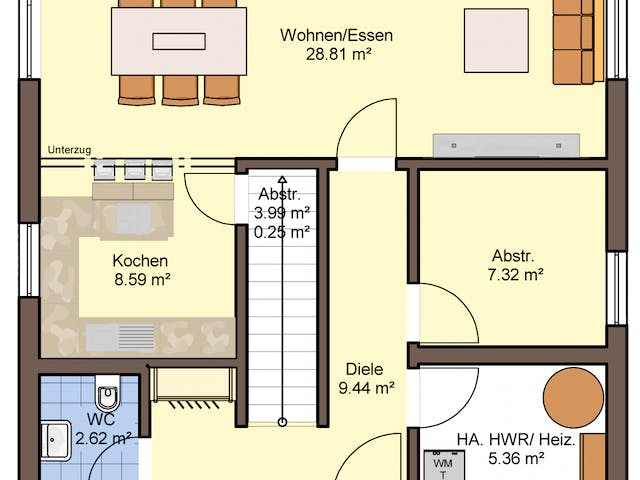 Fertighaus Jakomo von Büdenbender Hausbau, Pultdachhaus Grundriss 1