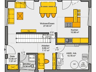 Fertighaus Jedermann Akzent von Büdenbender Hausbau, Satteldach-Klassiker Grundriss 1