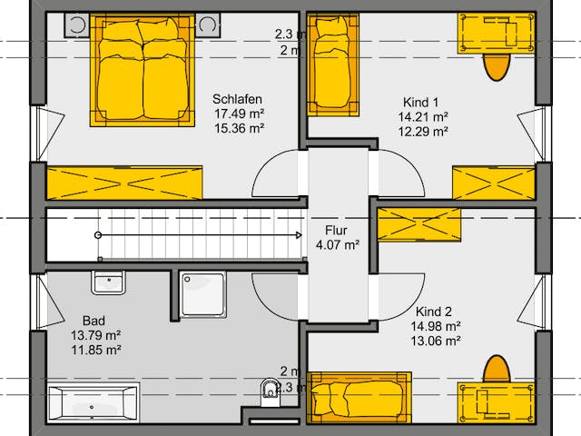 Fertighaus Jedermann Design von Büdenbender Hausbau, Satteldach-Klassiker Grundriss 2