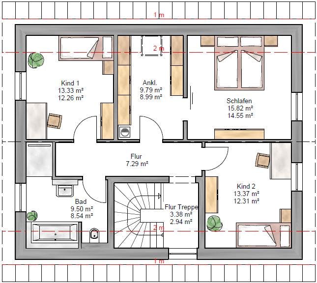 Fertighaus Junge Familie 146 von Suckfüll Energiesparhaus Schlüsselfertig ab 342000€, Satteldach-Klassiker Grundriss 2