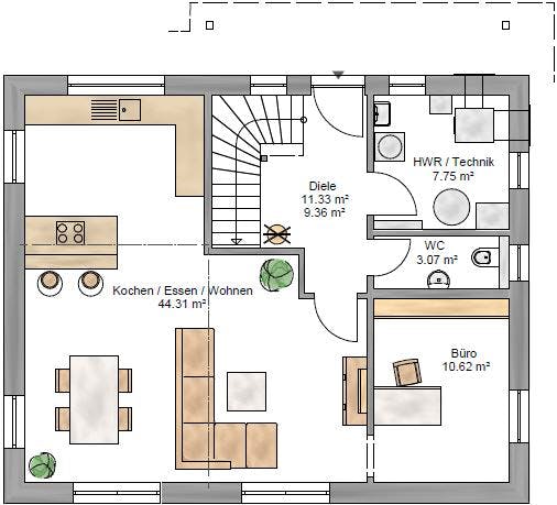 Fertighaus Junge Familie 149 von Suckfüll Energiesparhaus Schlüsselfertig ab 350950€, Satteldach-Klassiker Grundriss 1