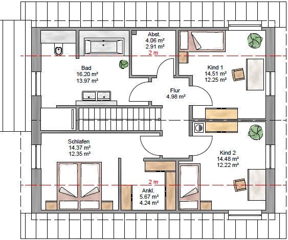 Fertighaus Junge Familie 153 von Suckfüll Energiesparhaus Schlüsselfertig ab 357450€, Satteldach-Klassiker Grundriss 2