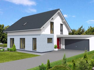Fertighaus Junge Familie 160 von Suckfüll Energiesparhaus Schlüsselfertig ab 472613€, Satteldach-Klassiker Außenansicht 1