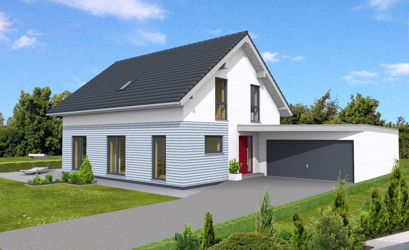 Fertighaus Junge Familie 160 von Suckfüll Energiesparhaus Schlüsselfertig ab 420100€, Satteldach-Klassiker Außenansicht 1