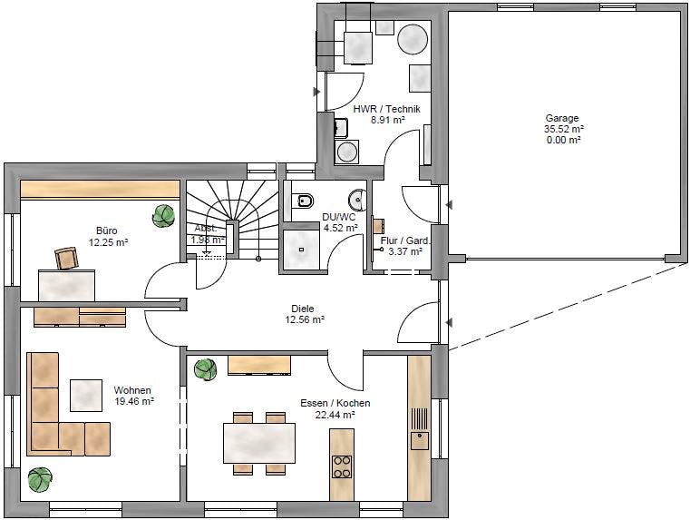 Fertighaus Junge Familie 160 von Suckfüll Energiesparhaus Schlüsselfertig ab 420100€, Satteldach-Klassiker Grundriss 1