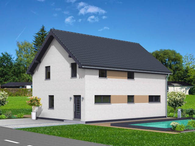 Fertighaus Junto 167 von Fingerhut Haus Schlüsselfertig ab 526145€, Satteldach-Klassiker Außenansicht 1