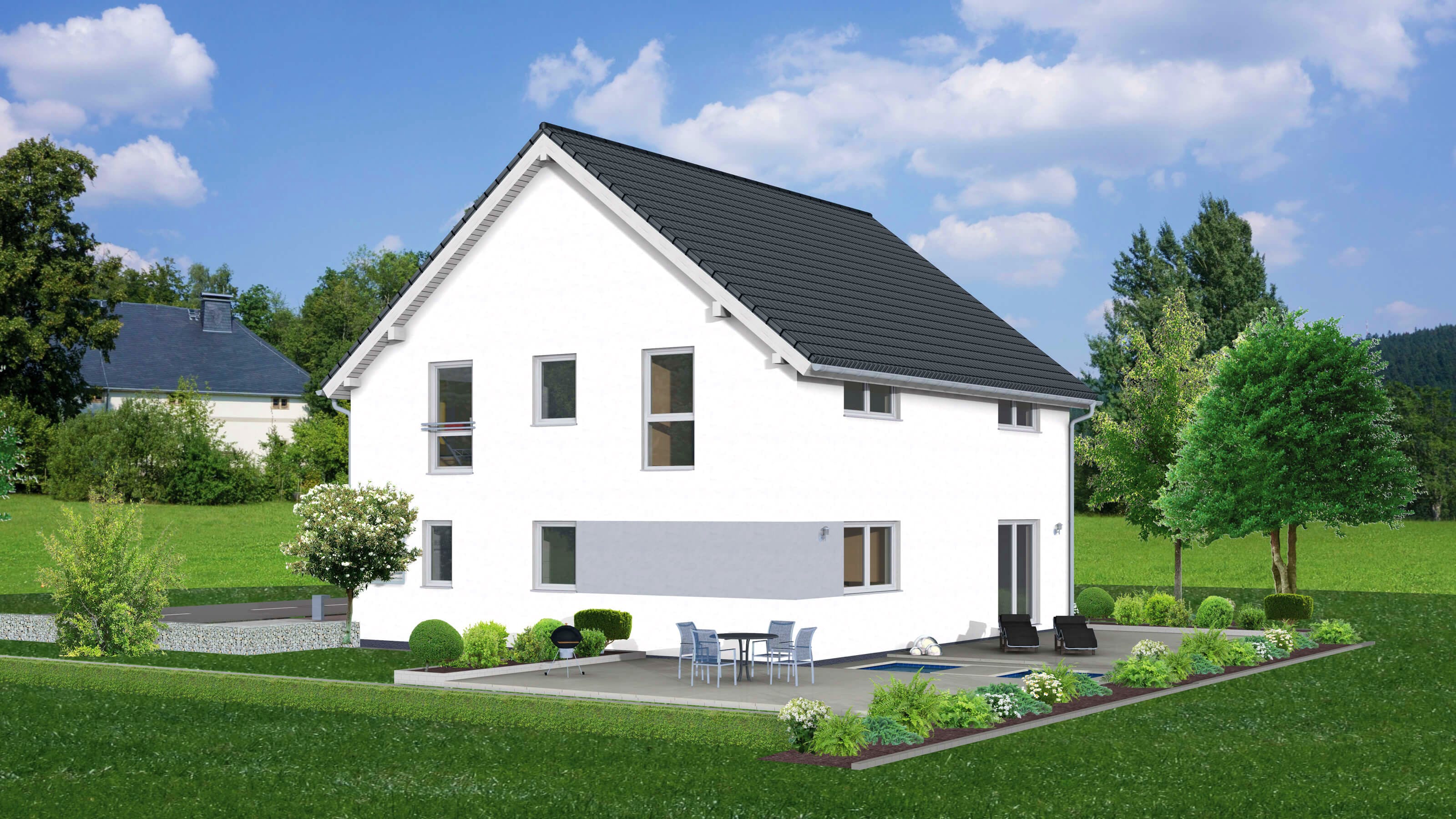 Fertighaus Junto 184 von Fingerhut Haus Schlüsselfertig ab 562403€, Satteldach-Klassiker Außenansicht 2