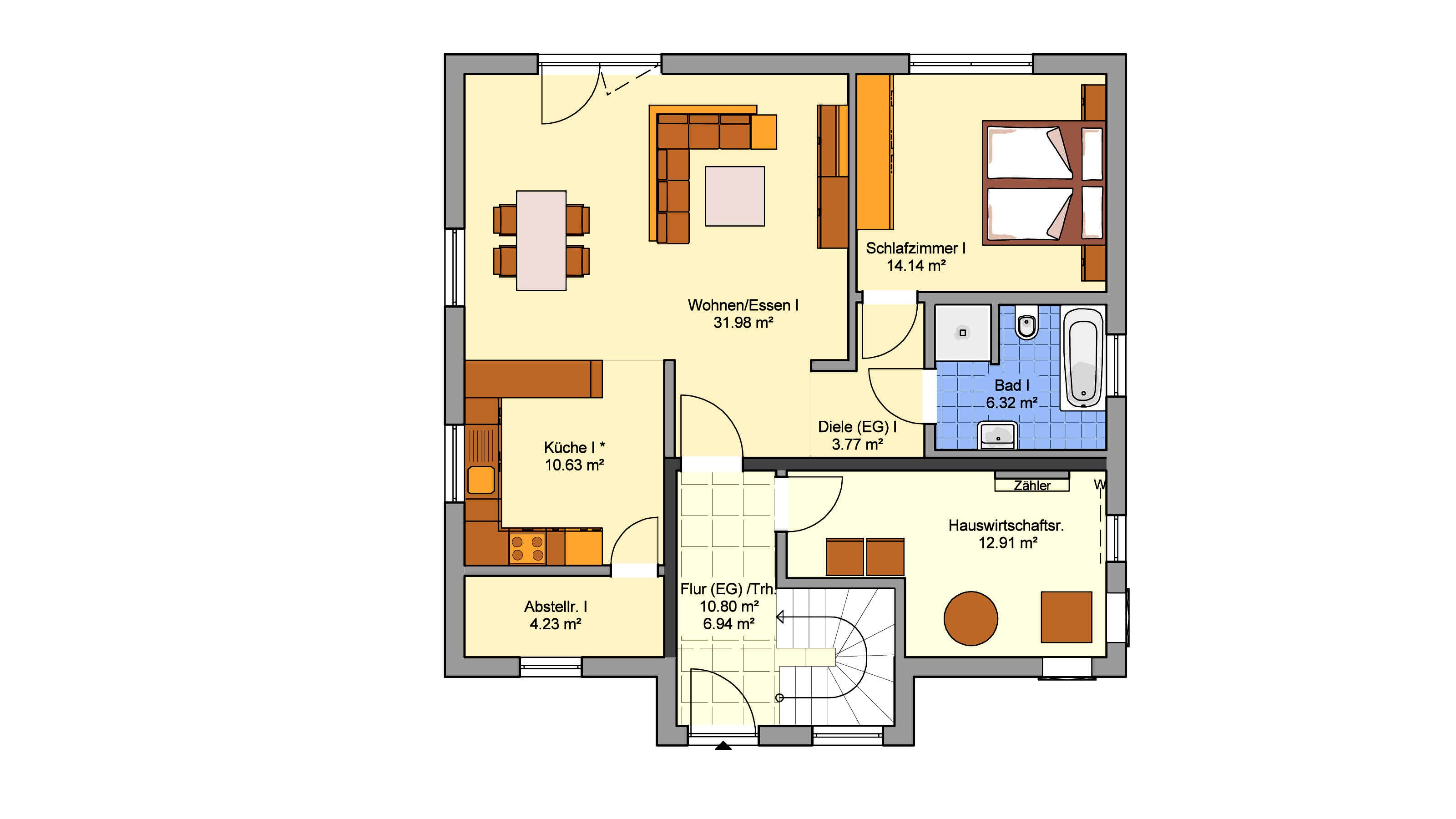 Fertighaus Junto 184 von Fingerhut Haus Schlüsselfertig ab 562403€, Satteldach-Klassiker Grundriss 1