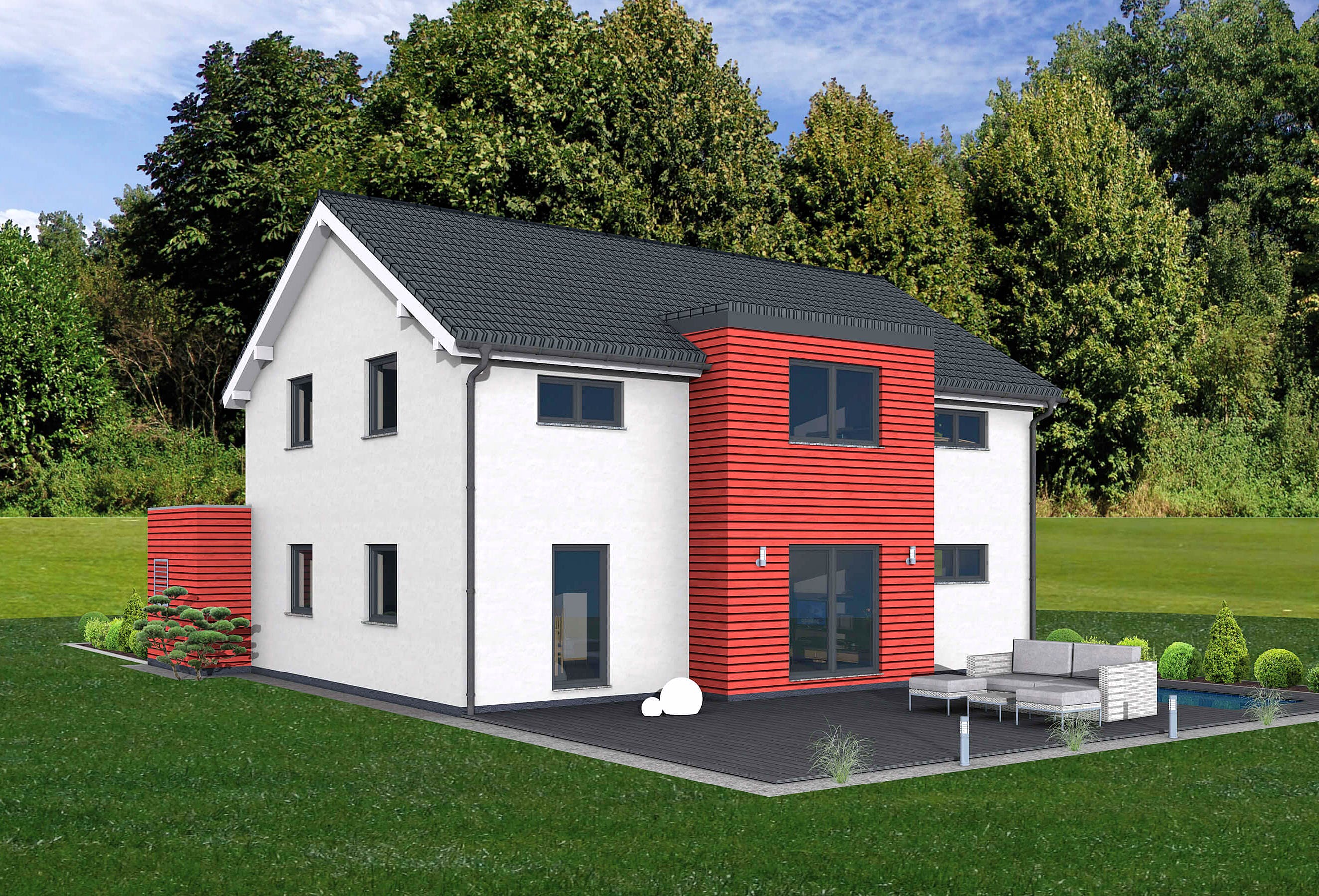 Fertighaus Junto 193 von Fingerhut Haus Schlüsselfertig ab 605654€, Satteldach-Klassiker Außenansicht 1