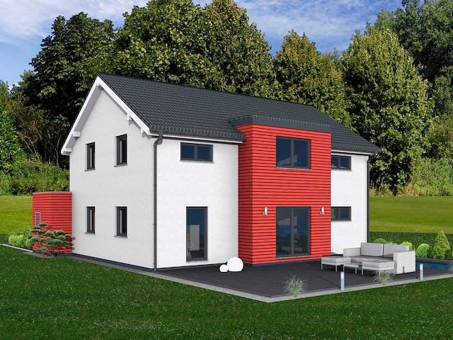 Fertighaus Junto 193 von Fingerhut Haus Schlüsselfertig ab 605654€, Satteldach-Klassiker Außenansicht 1