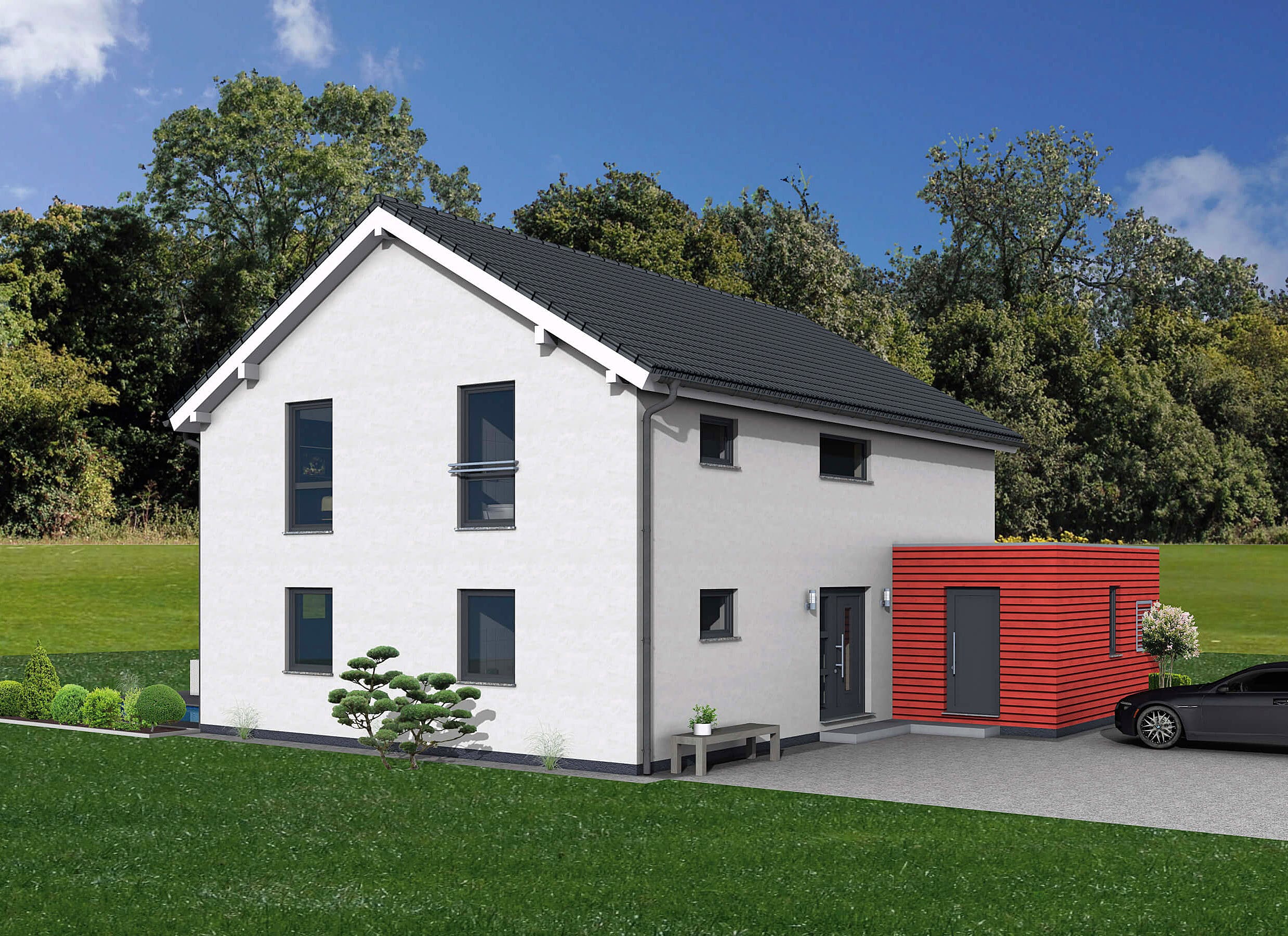 Fertighaus Junto 193 von Fingerhut Haus Schlüsselfertig ab 605654€, Satteldach-Klassiker Außenansicht 2