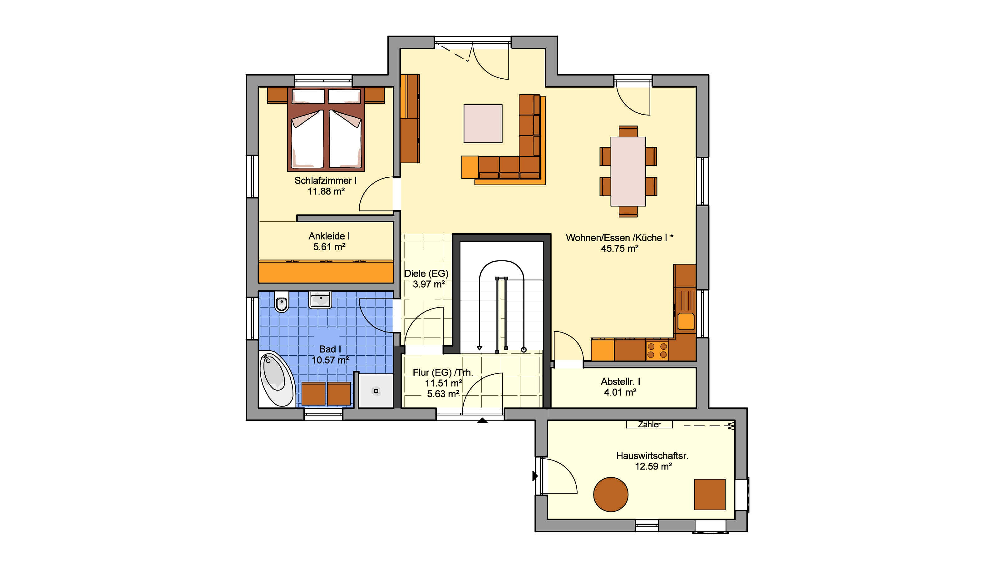 Fertighaus Junto 193 von Fingerhut Haus Schlüsselfertig ab 605654€, Satteldach-Klassiker Grundriss 1