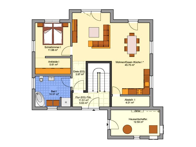 Fertighaus Junto 193 von Fingerhut Haus Schlüsselfertig ab 605654€, Satteldach-Klassiker Grundriss 1