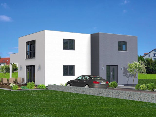 Fertighaus Junto 222 von Fingerhut Haus Schlüsselfertig ab 635208€, Cubushaus Außenansicht 1