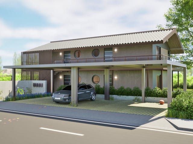 Fertighaus Mehrfamilienhaus LANOS 4.194 von KAMPA - Mehrfamilienhäuser Schlüsselfertig ab 1397875€, Außenansicht 1