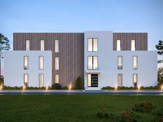 Fertighaus Mehrfamilienhaus More 10.1 von KAMPA - Mehrfamilienhäuser Schlüsselfertig ab 2659819€, Cubushaus Außenansicht 2