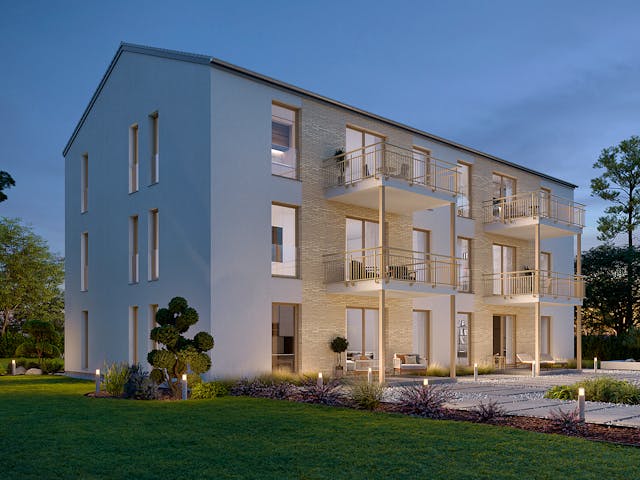 Fertighaus Mehrfamilienhaus More 6.1 von KAMPA - Mehrfamilienhäuser Schlüsselfertig ab 1881327€, Außenansicht 1