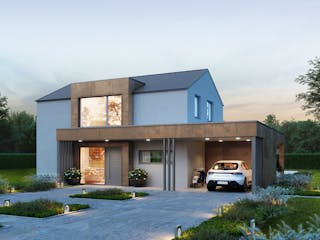 Fertighaus Concept 2.1 von KAMPA Schlüsselfertig ab 656412€, Satteldach-Klassiker Außenansicht 2