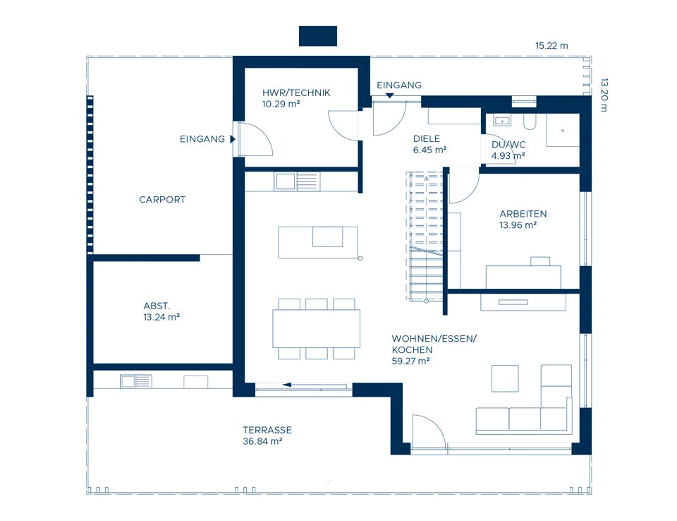 Fertighaus Concept 4 von KAMPA Schlüsselfertig ab 734939€, Stadtvilla Grundriss 1