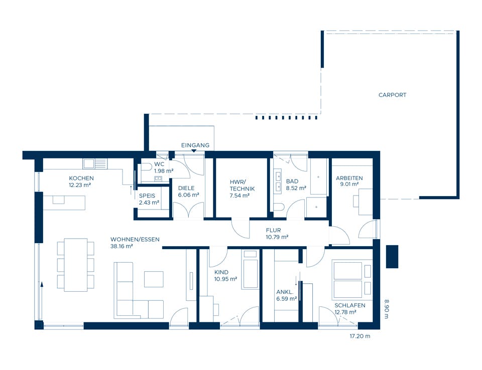 Fertighaus Concept 6 von KAMPA Schlüsselfertig ab 515919€, Bungalow Grundriss 1