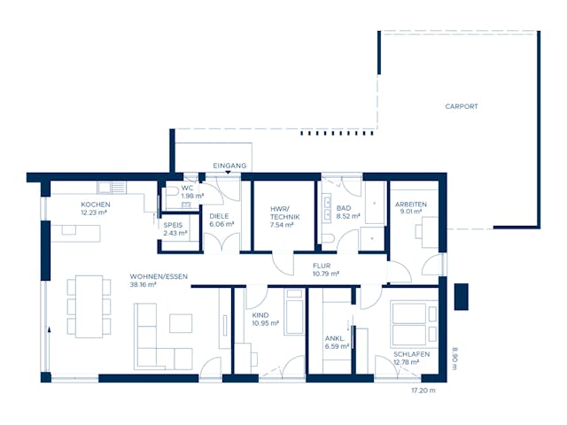 Fertighaus Concept 6 von KAMPA Schlüsselfertig ab 515919€, Bungalow Grundriss 1