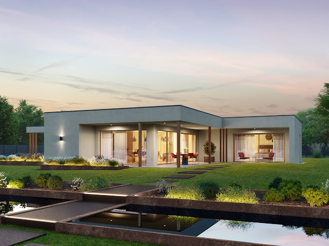 Fertighaus Signature C138 von KAMPA Schlüsselfertig ab 622444€, Bungalow Außenansicht 1