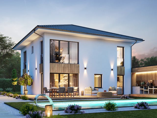 Fertighaus Signature S163 von KAMPA Schlüsselfertig ab 543058€, Stadtvilla Außenansicht 1