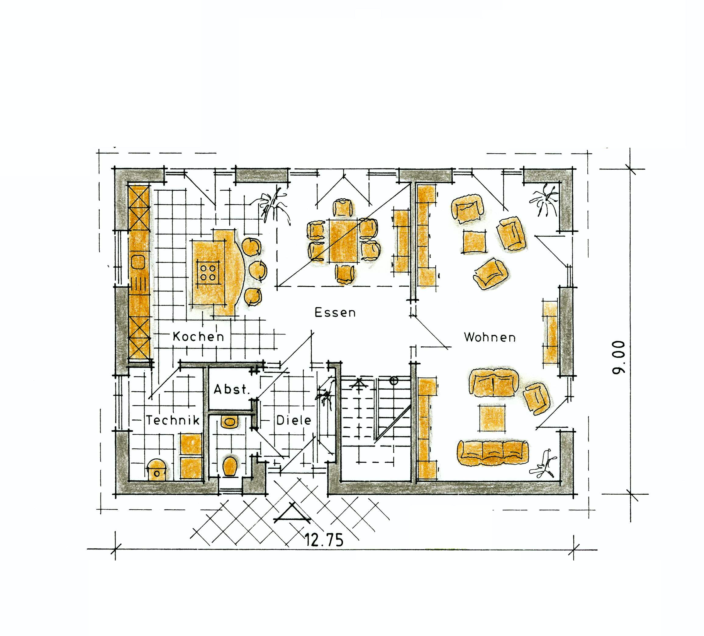Fertighaus Svenja - MH Nordhorn von GUSSEK HAUS Schlüsselfertig ab 465000€, Satteldach-Klassiker Grundriss 1