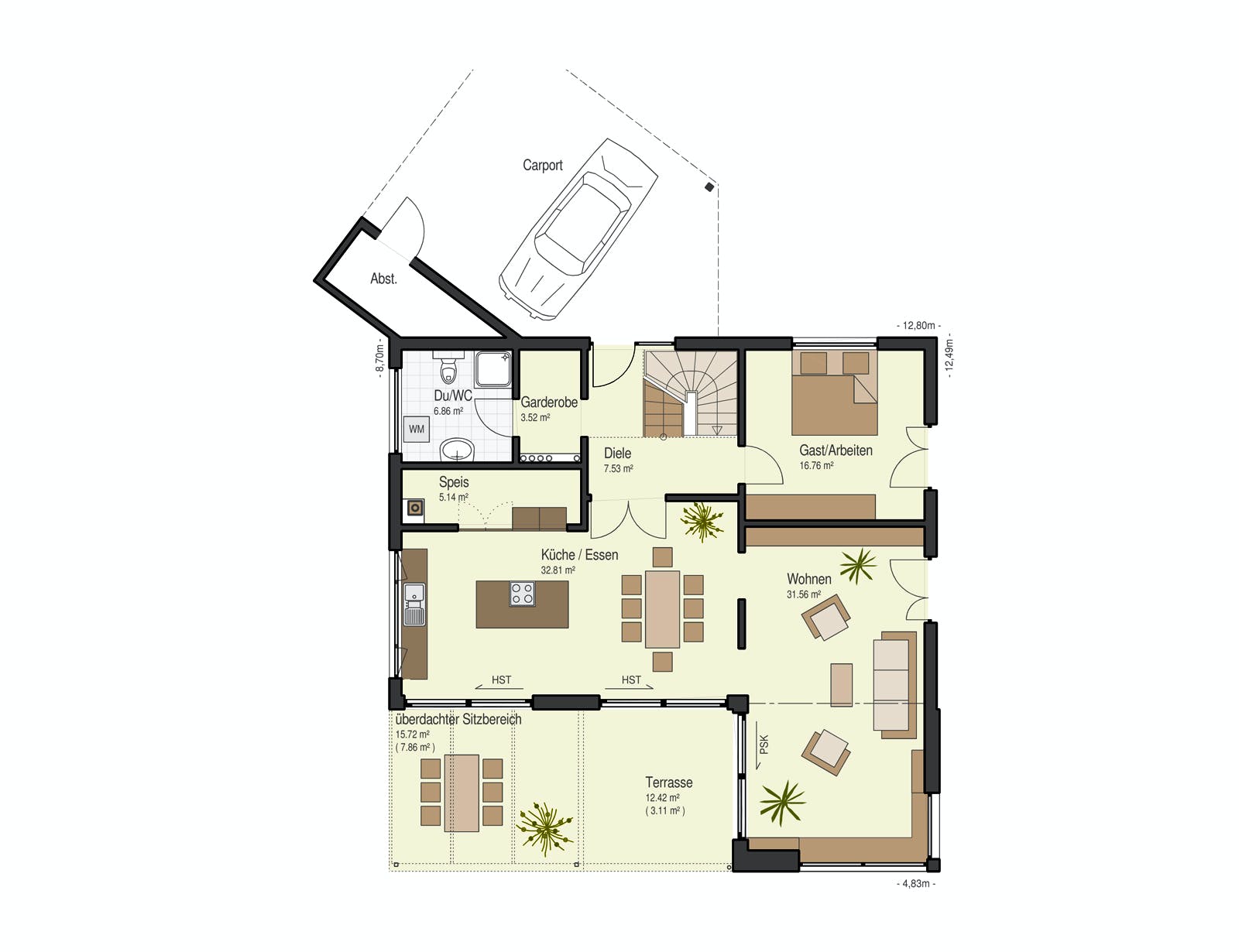 Fertighaus Haus Brettheim von Keitel-Haus Schlüsselfertig ab 497951€, Satteldach-Klassiker Grundriss 1