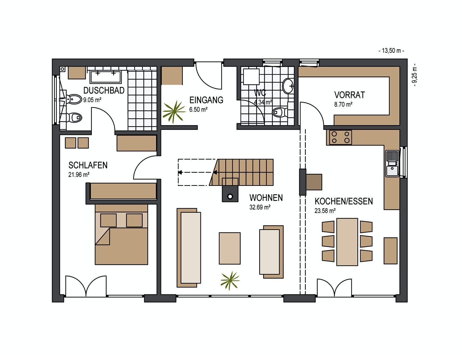 Fertighaus Haus Lengwil von Keitel-Haus Schlüsselfertig ab 394078€, Satteldach-Klassiker Grundriss 1