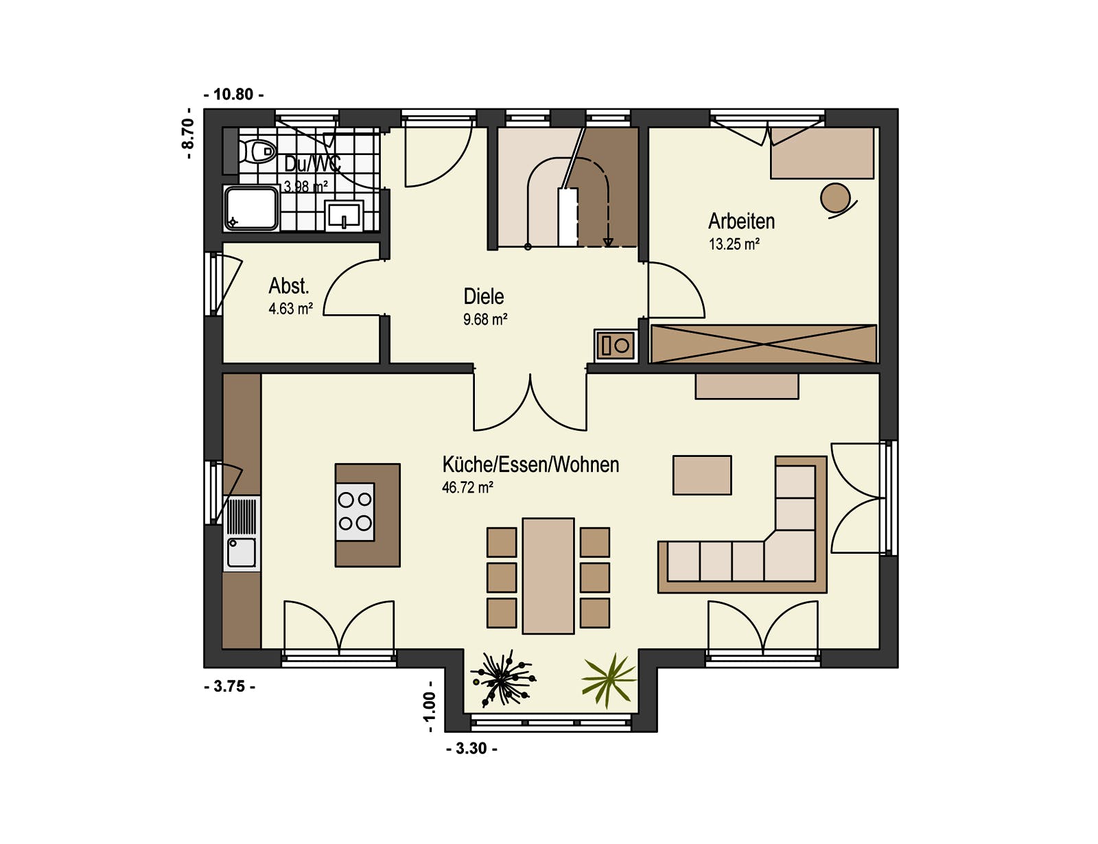 Fertighaus Haus Schwalbenweg von Keitel-Haus Schlüsselfertig ab 394500€, Satteldach-Klassiker Grundriss 1