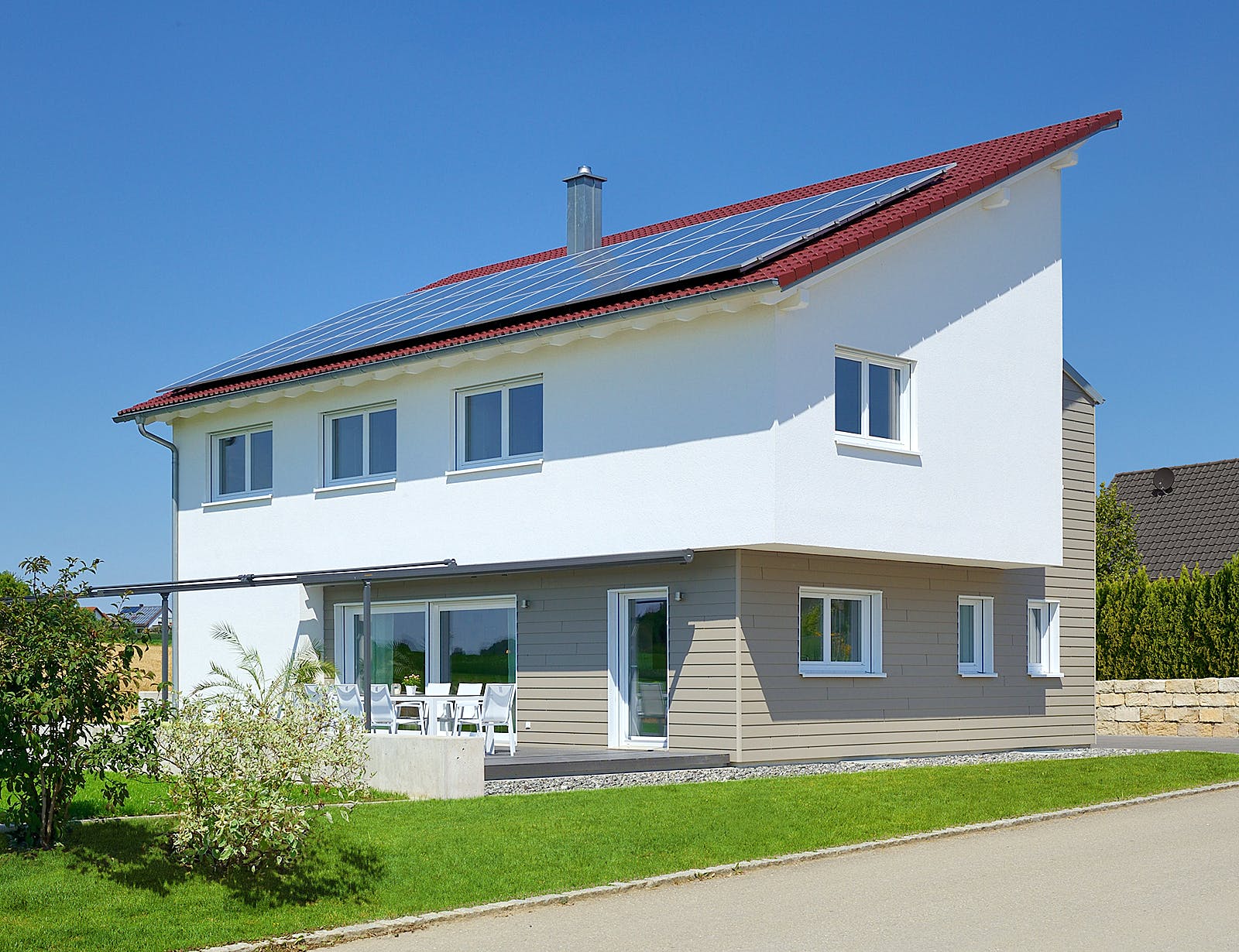 Fertighaus Haus Sonnenfeld von Keitel-Haus Schlüsselfertig ab 460364€, Pultdachhaus Außenansicht 1