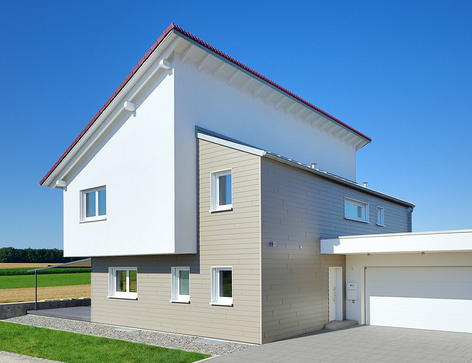 Fertighaus Haus Sonnenfeld von Keitel-Haus Schlüsselfertig ab 460364€, Pultdachhaus Außenansicht 2