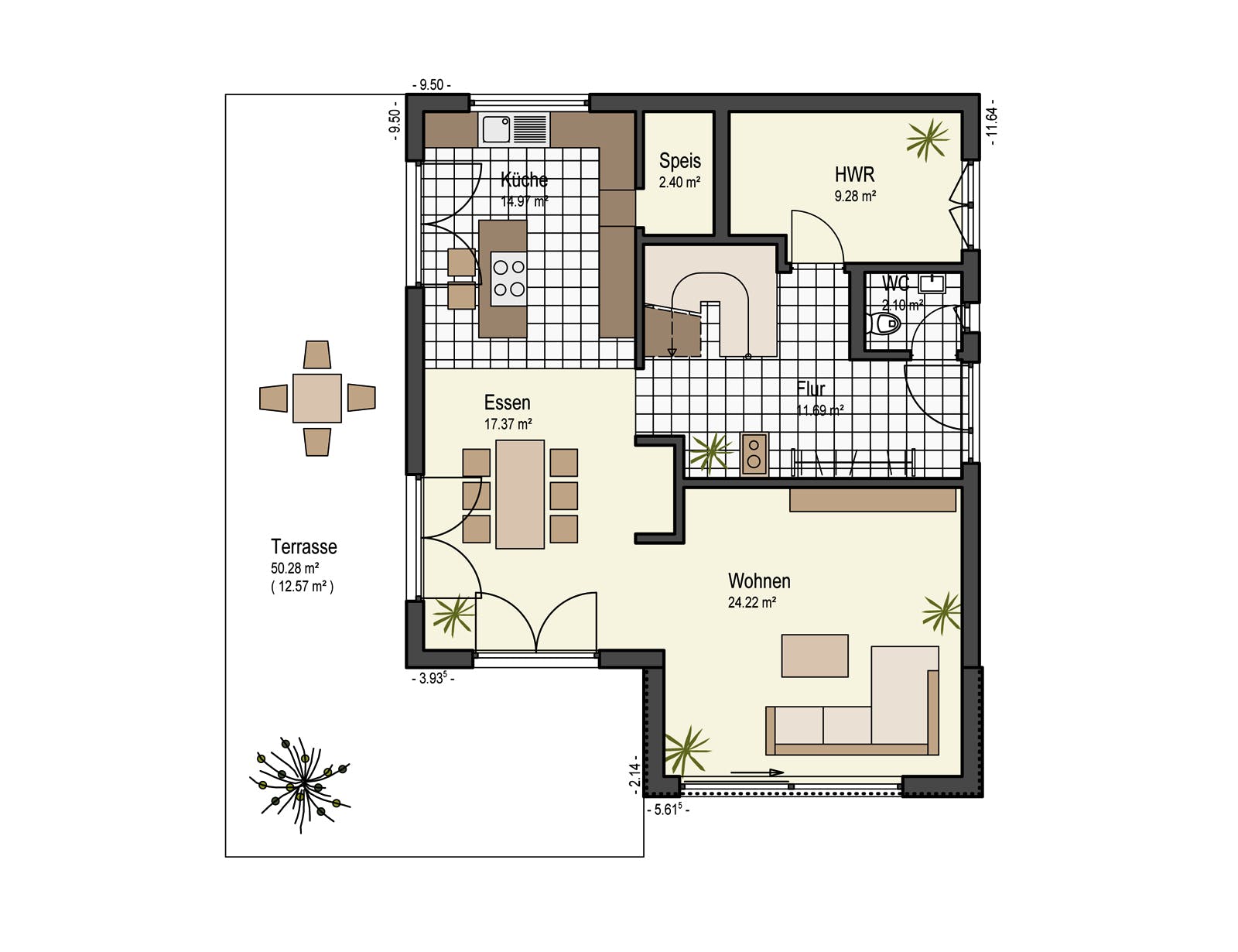 Fertighaus Stadthaus 150 von Keitel-Haus Schlüsselfertig ab 414251€, Stadtvilla Grundriss 1