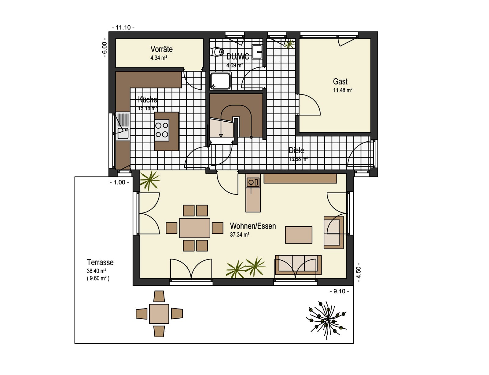 Fertighaus Haus Stromberg von Keitel-Haus Schlüsselfertig ab 378282€, Pultdachhaus Grundriss 1