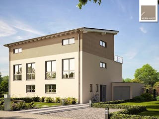 Massivhaus Doppelhaus View von Kern-Haus Schlüsselfertig ab 515900€, Pultdachhaus Außenansicht 2